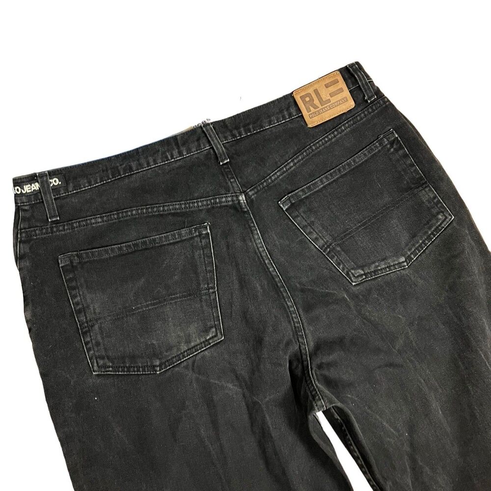 Polo‎ Ralph Lauren Mens 40x30 Black Straight Loose Fit Denim Jeans Dark Wash USA
